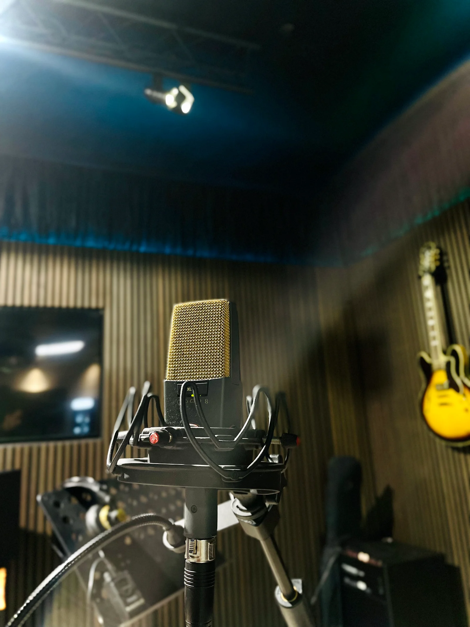 Microfono da studio nella sala musica